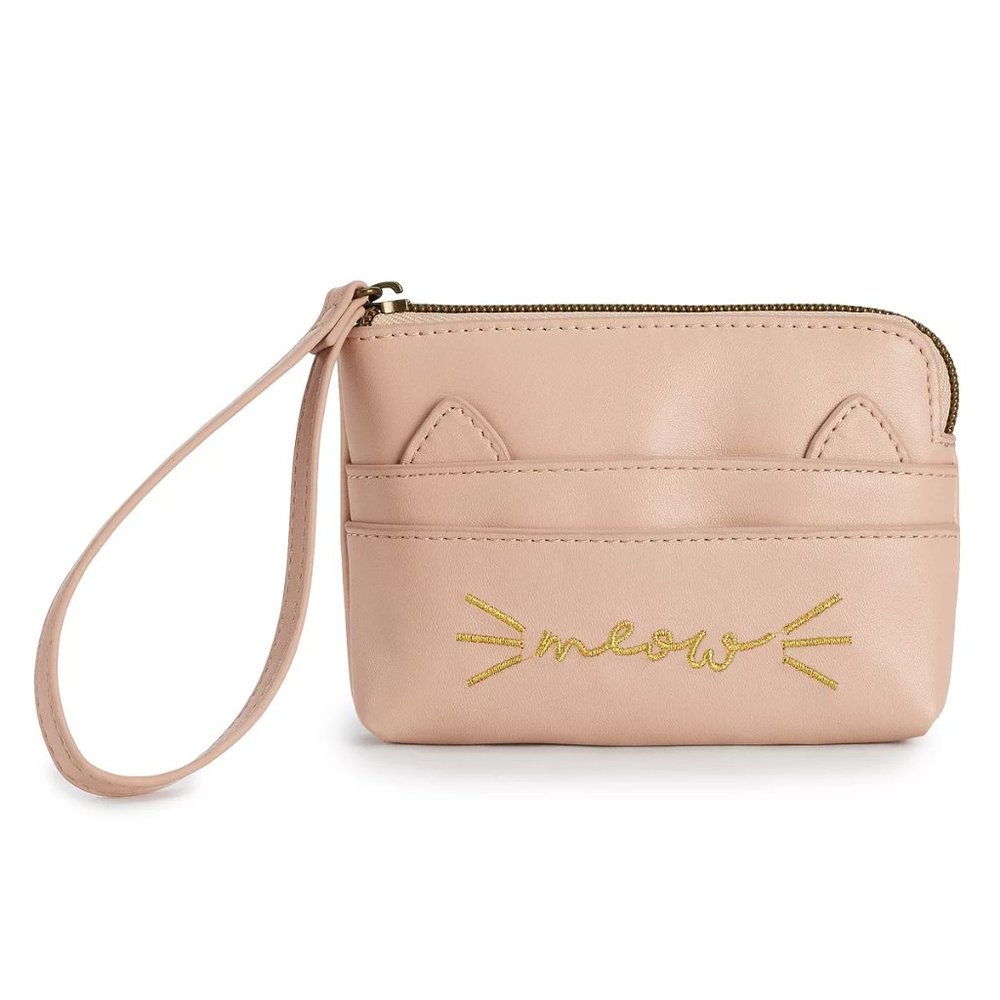 PINK T-Shirt & Jeans "Meow" Cat Ears Wristlet